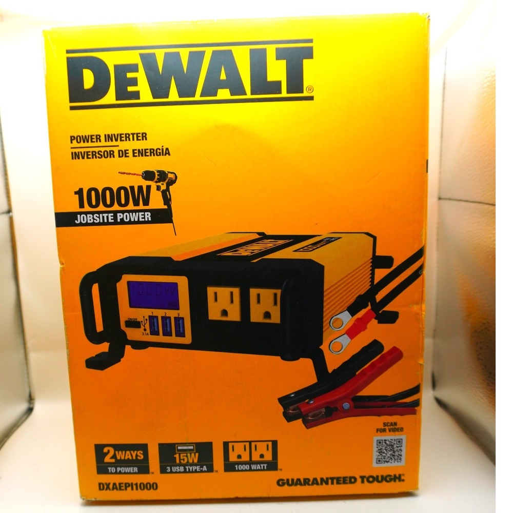 DeWalt DXAEPI1000 1000W Power Inverter Jobsite Dual AC Outlets 3 USB Ports